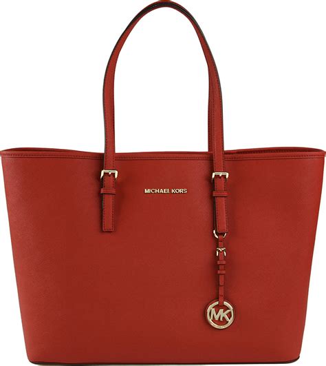 michael kors jet set medium tote red|Michael Kors designer tote jetset.